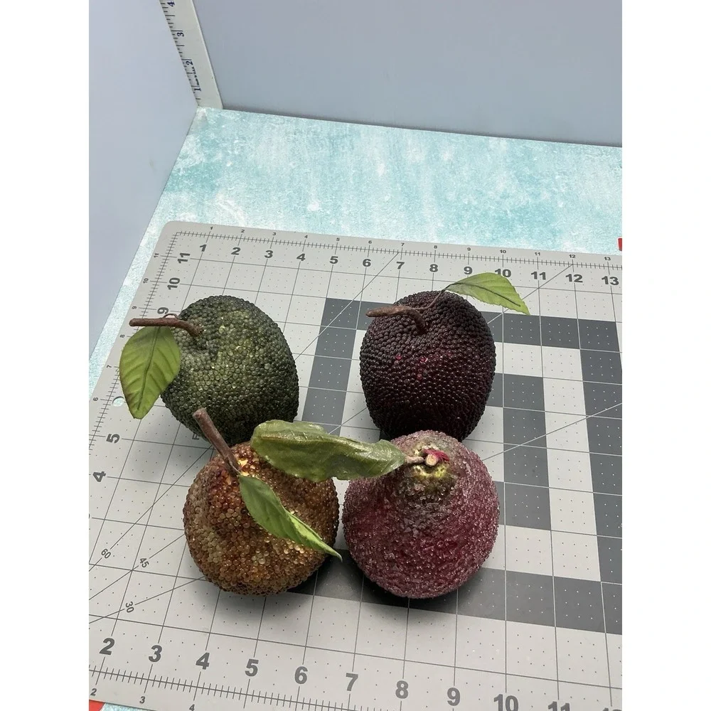 Vtg Lot 4 Beaded Sugar Frosted Faux Fruit‎ Decor Staging